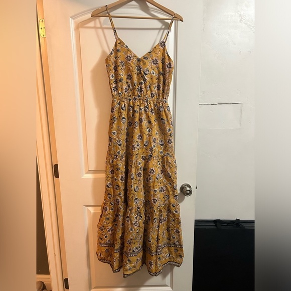 Evereve Collette floral spaghetti strap maxi  yellow adjustable straps sundress - Picture 5 of 11